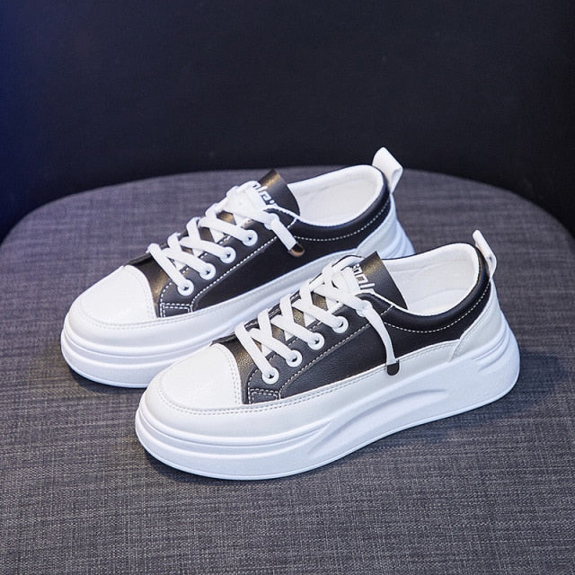 2021 Fashion Sneakers Women Shoes Young Ladies Casual Shoes Female Sneakers Brand Woman White Shoes Thick Sole 3cm A2375