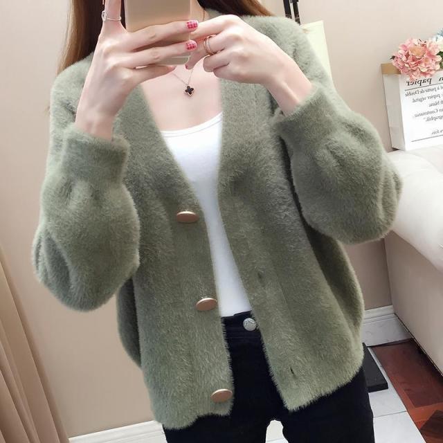 Women Knitted Sweater Cardigan Coat Jacket Top Jumper Loose Casual Chandails Pull Hiver