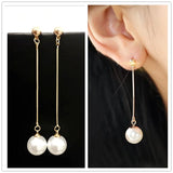 2021 Long Tassel Simulated Pearl Drop Earrings for Women Gift Gold Color Pendientes