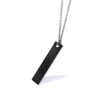 2021 New Black Rectangle Pendant Necklace Men Trendy Simple Stainless Steel Men's