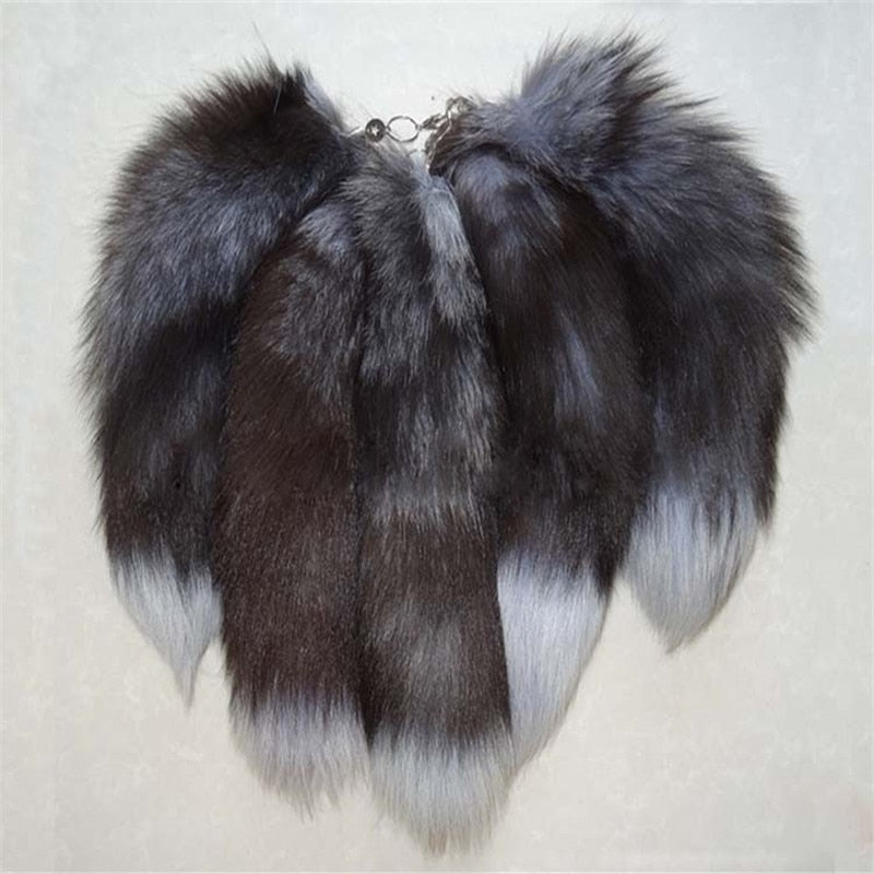 FATPIG Women's Bag Charm fox tail keychain Long Fox Fur tail keychain fairy Handbag Trinket Pendant Accessories Furry Bags