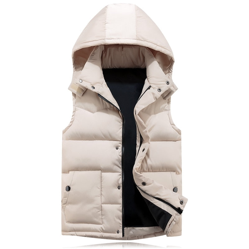 Women's Padded Jacket Hooded Waistcoat Sleeveless Hoodie Vest Winter Warm Zipper Classic Waistcoat