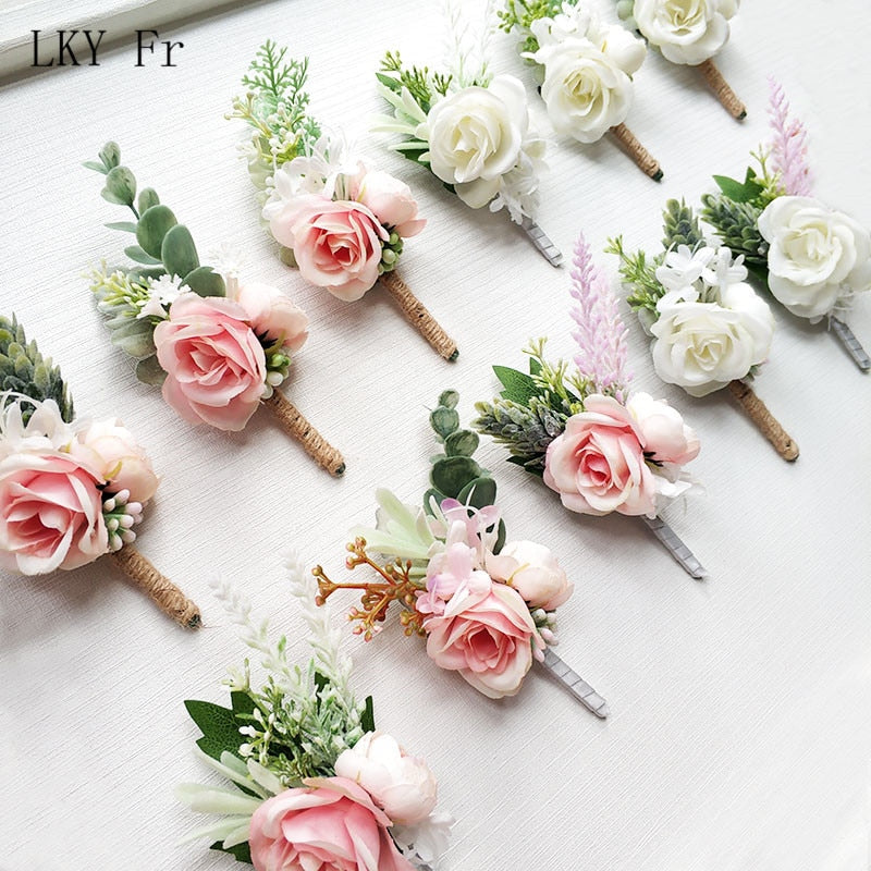 50/100Pcs Plastic Metal Wedding Buttonhole Flowers Boutonniere Pin Corsage  Clips