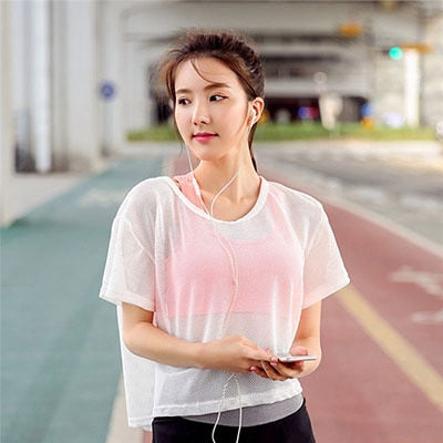 SEXYWG Top Women Yoga Shirts Breathable Mesh Shockproof Gym