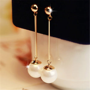 2021 Long Tassel Simulated Pearl Drop Earrings for Women Gift Gold Color Pendientes