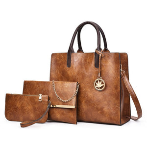 3PCS Women's Bag Set Fashion PU Leather Ladies Handbag Solid Color Messenger Bag Shoulder Bag Wallet Bags For Women 2020