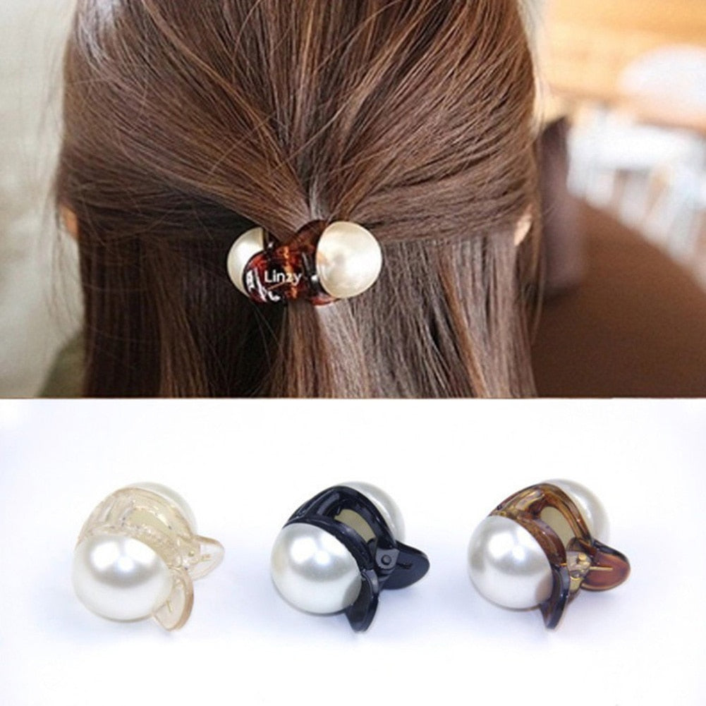 2021 Women Hair Crab Clip Mini Round Pearl Hairpins Girls Claw Hairclips Make Up Tool