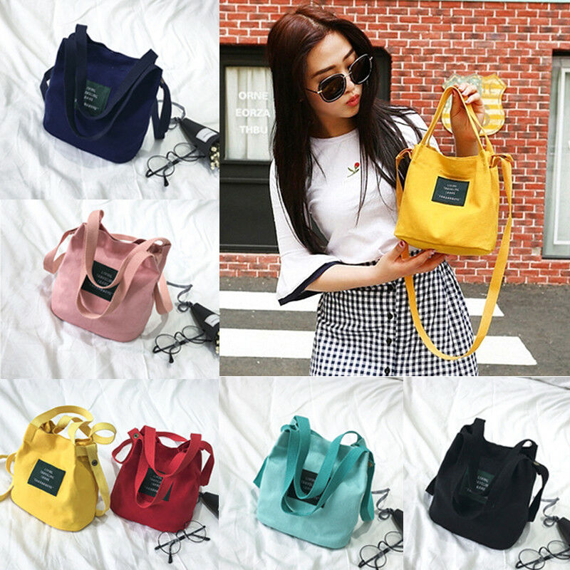 Canvas Handbag New Women's Shoulder Bag Korean Messenger Bag Casual Mini Crossbody Bags for Girls Ladies Bucket Bag