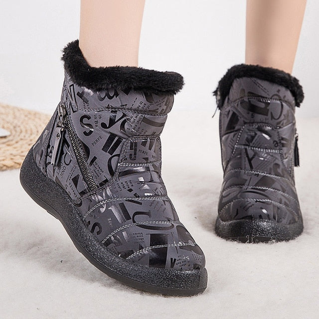 Women Boots 2020 Fashion Waterproof  Winter Shoes For Woman Snow Boots Zipper Winter Boots Low Heels Ankle Botas Mujer Plus Size