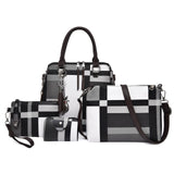 4PCS Women's Bag Set Fashion PU Leather Ladies Handbag Grid Print Messenger Shoulder Bag Wallet Bags Famous brand 2020