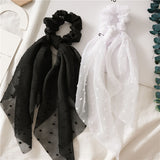 2021 Women Boho Printed Ponytail Scarf Bow Elastic Scrunchies Long Ribbon Hair Rope