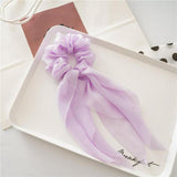 2021 Women Boho Printed Ponytail Scarf Bow Elastic Scrunchies Long Ribbon Hair Rope