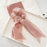 2021 Women Boho Printed Ponytail Scarf Bow Elastic Scrunchies Long Ribbon Hair Rope