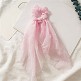 2021 Women Boho Printed Ponytail Scarf Bow Elastic Scrunchies Long Ribbon Hair Rope