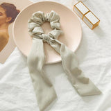 2021 Women Boho Printed Ponytail Scarf Bow Elastic Scrunchies Long Ribbon Hair Rope