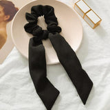 2021 Women Boho Printed Ponytail Scarf Bow Elastic Scrunchies Long Ribbon Hair Rope