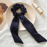 2021 Women Boho Printed Ponytail Scarf Bow Elastic Scrunchies Long Ribbon Hair Rope