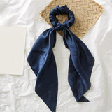 2021 Women Boho Printed Ponytail Scarf Bow Elastic Scrunchies Long Ribbon Hair Rope