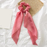 2021 Women Boho Printed Ponytail Scarf Bow Elastic Scrunchies Long Ribbon Hair Rope