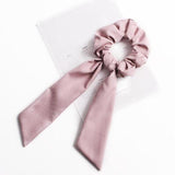 2021 Women Boho Printed Ponytail Scarf Bow Elastic Scrunchies Long Ribbon Hair Rope