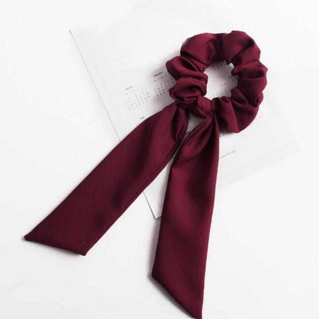2021 Women Boho Printed Ponytail Scarf Bow Elastic Scrunchies Long Ribbon Hair Rope