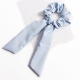 2021 Women Boho Printed Ponytail Scarf Bow Elastic Scrunchies Long Ribbon Hair Rope