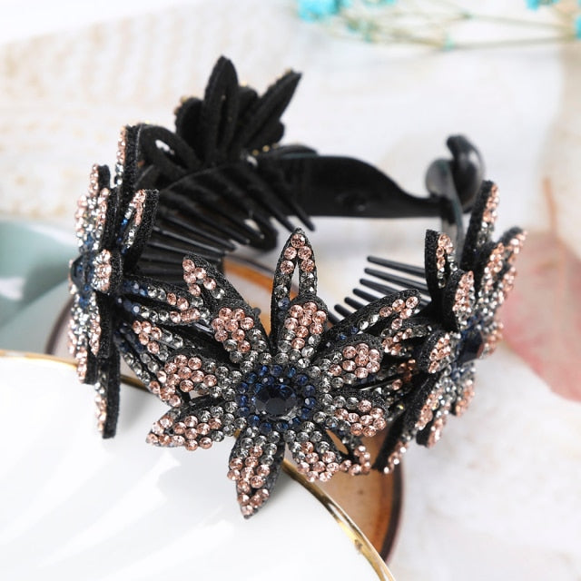 2021 Fashion Rhinestone Bird Nest Ponytail Buckle Women Hair Bun Claw Clips Headwear