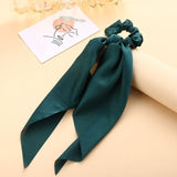 2021 Women Boho Printed Ponytail Scarf Bow Elastic Scrunchies Long Ribbon Hair Rope