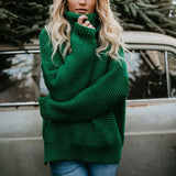 OLOEY 2021 Women Pullover Turtle Neck Winter Clothes Warm Knitted Oversized Sweaters Top