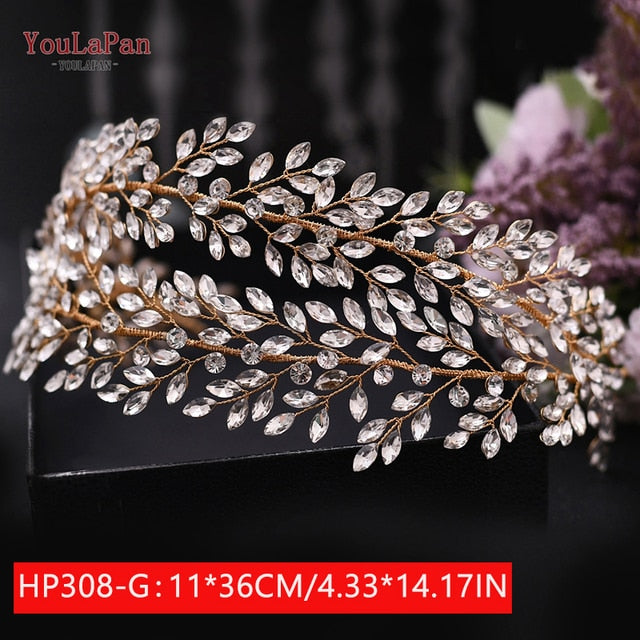 YouLaPan HP240 Silver Diamonds Bridal Crown Wedding Hair Accessories Bridal Headwear Rhinestone Headband for Women Headpiece