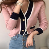 Colorfaith New 2021 Winter Spring Women's Sweaters V-Neck Casual Buttons Cardigans Fashionable Pocket Korean Knitwears SWC7836