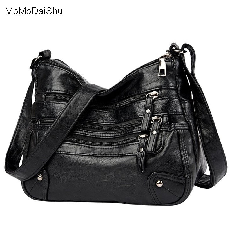 High Quality Women's Soft Leather Shoulder Bags Multi-Layer Classic Cr
