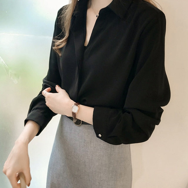Spring Women New Fashion Blouses Solid Plus Size Female Clothes Loose Shirt Long Sleeve Blouse Simple OL Feminine Blusa 1181 40