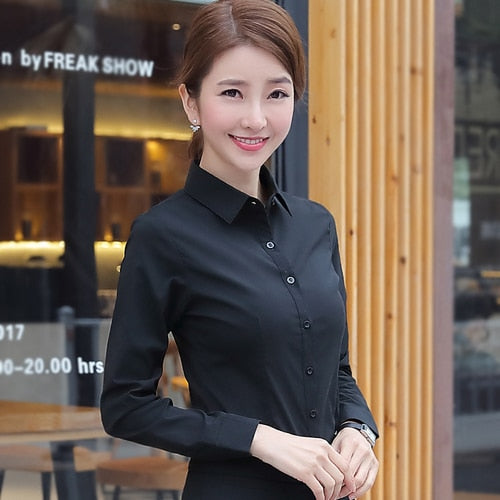 Korean Women Cotton Shirts White Shirt Women Long Sleeve Shirts Tops O