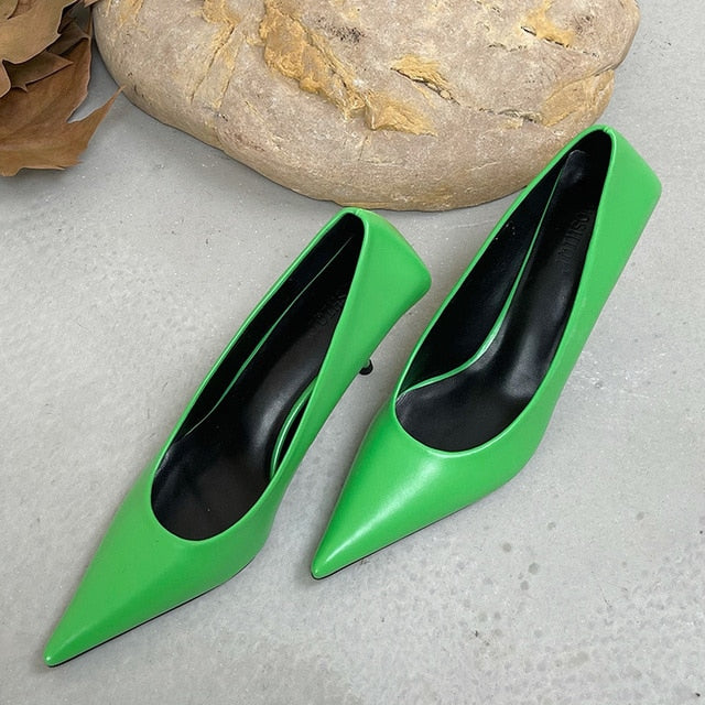 2021 Luxury Women 8cm High Heels Pumps Scarpins Office Ladies Designer White Green Black Heels Prom Stiletto Dress Party Shoes