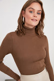Camel Herringbone Pattern Knitwear Sweater TWOAW20KZ0535 Quality 78 Acrylic 22 Polyester, Knitwear