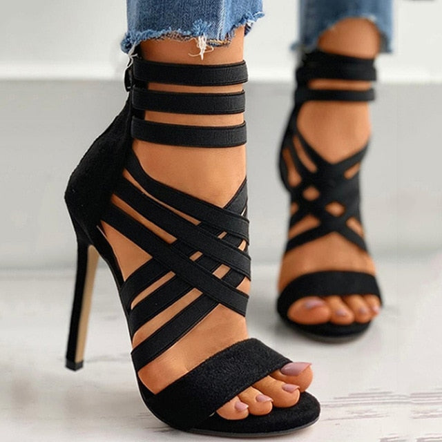 Amazon.com | FSJ Women Cocktail Peep Toe Satin Lace Up Sandals Ankle Wrap  Platform High Heels Party Sexy Shoes Size 4 Black | Heeled Sandals