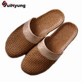 Suihyung New Men Women Summer Shoes Slippers Flax Mesh Breathable Non-Slip Sandals Beach Flip Flops Male Indoor Slippers Slides