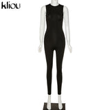 Kliou Jumpsuit Women Elastic Hight Fitness Casual Sleeveless Sporty Rompers Activewear Outfit