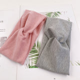 2021 Women Headband Solid Color Wide Turban Twist Knitted Cotton Hairband Accessories