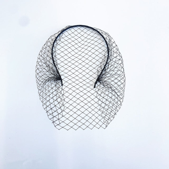White Headband Veil for Bridal Crystal Birdcage Black Face Net Mask Hair Jewelry Accessories Veils Charming Wedding Fascinators