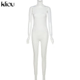 Kliou Jumpsuit Women Elastic Hight Fitness Casual Sleeveless Sporty Rompers Activewear Outfit