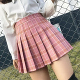 Summer Women's Skirt Shorts High Waist A-line Student Plaid Pleated Skirt Women Cute Sweet Girls Dance Mini Skirts Kawaii faldas