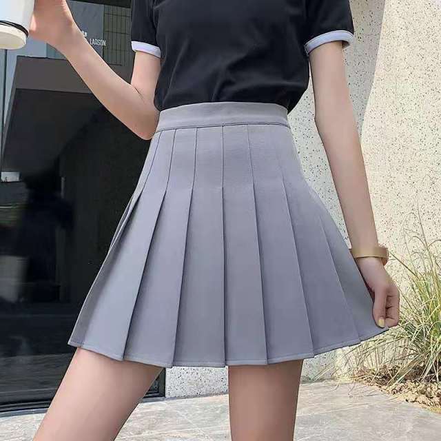 Summer Women's Skirt High A-line Student Plaid Pleated Sk