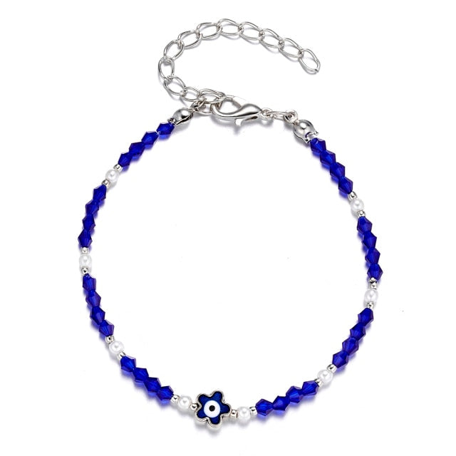 2021 Charm Blue Evil Eye Lucky Bracelet Glass Bead Bangle Women Men Jewelry Gift
