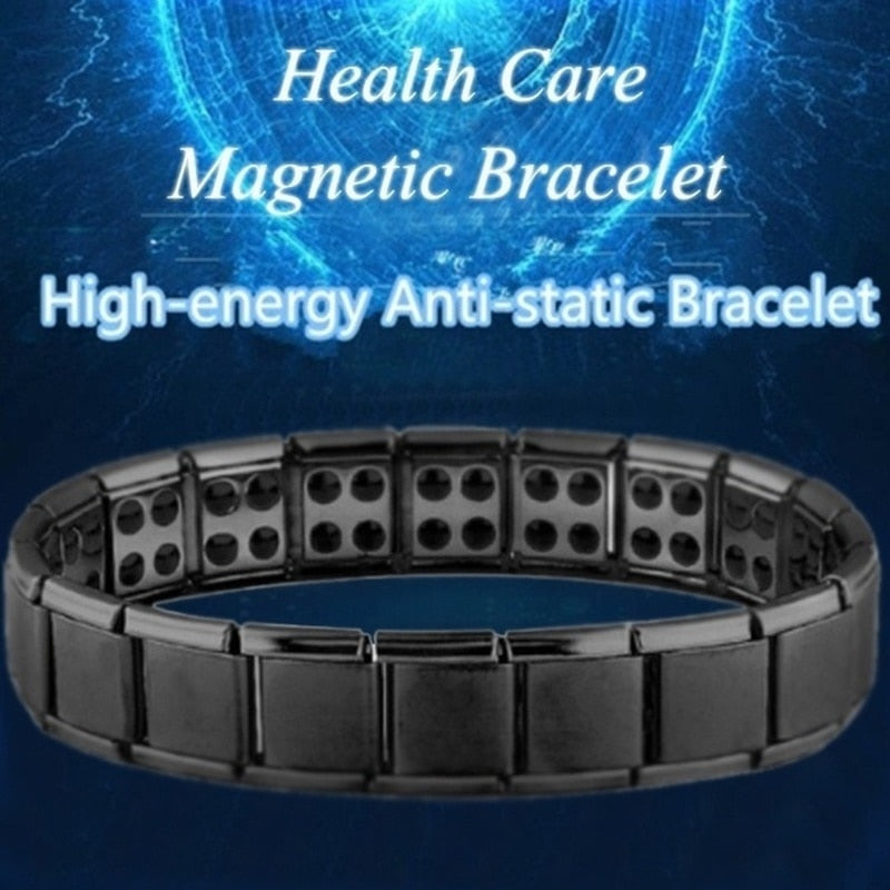 2021 New Stainless Steel Black Germanium Magnetic Chain Link Bracelet for Women Men