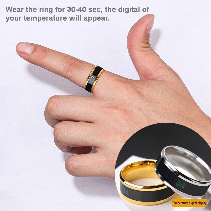 2021 Smart Sensor Body Temperature Ring Stainless Steel Fashion Display Real Time