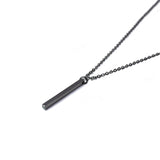 2021 New Black Rectangle Pendant Necklace Men Trendy Simple Stainless Steel Men's