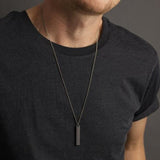2021 New Black Rectangle Pendant Necklace Men Trendy Simple Stainless Steel Men's