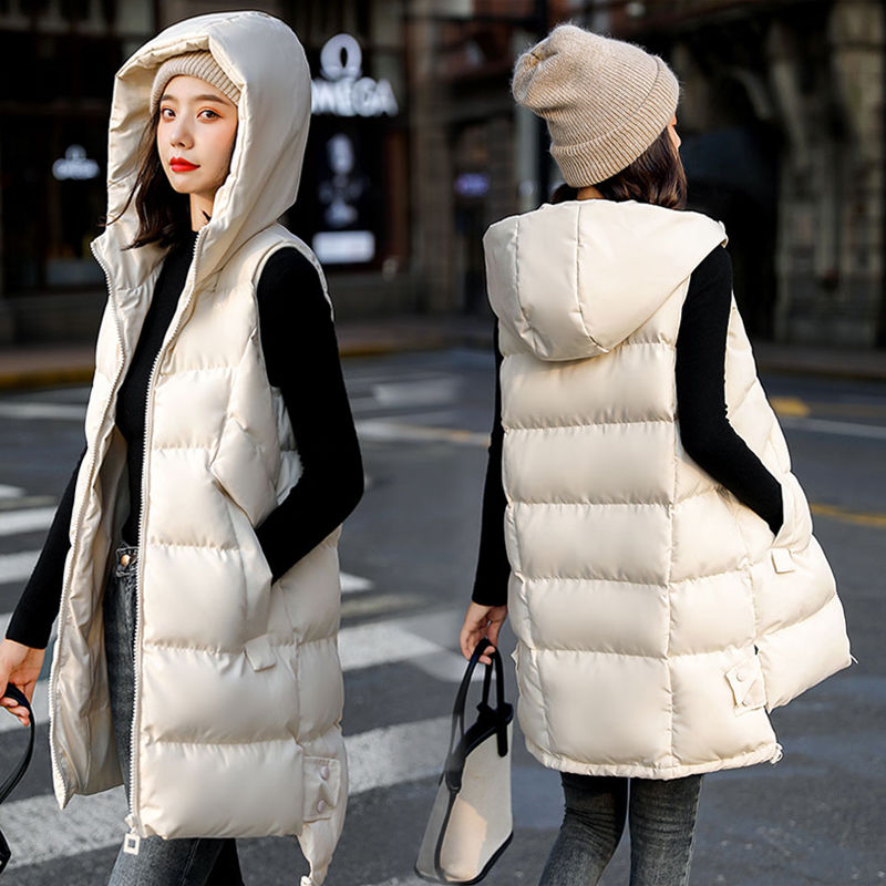 2021 New Autumn And Winter Women's Vest Loose Mid-Length Women's Waistcoat Large Size Women's Sleeveless Jacket